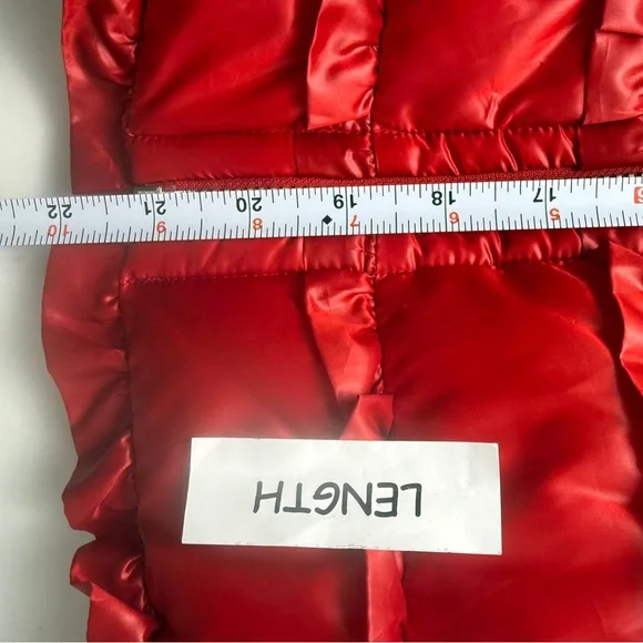 Michael Kors Red Ruffle Down Jacket EUC Size Small Pockets Holiday Christmas - Picture 16 of 16